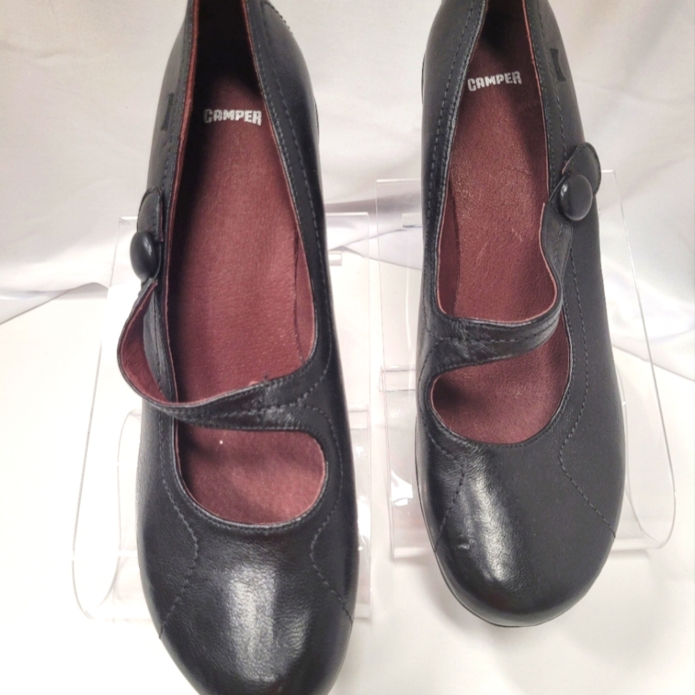 Camper Black Heeled Mary Jane Shoes